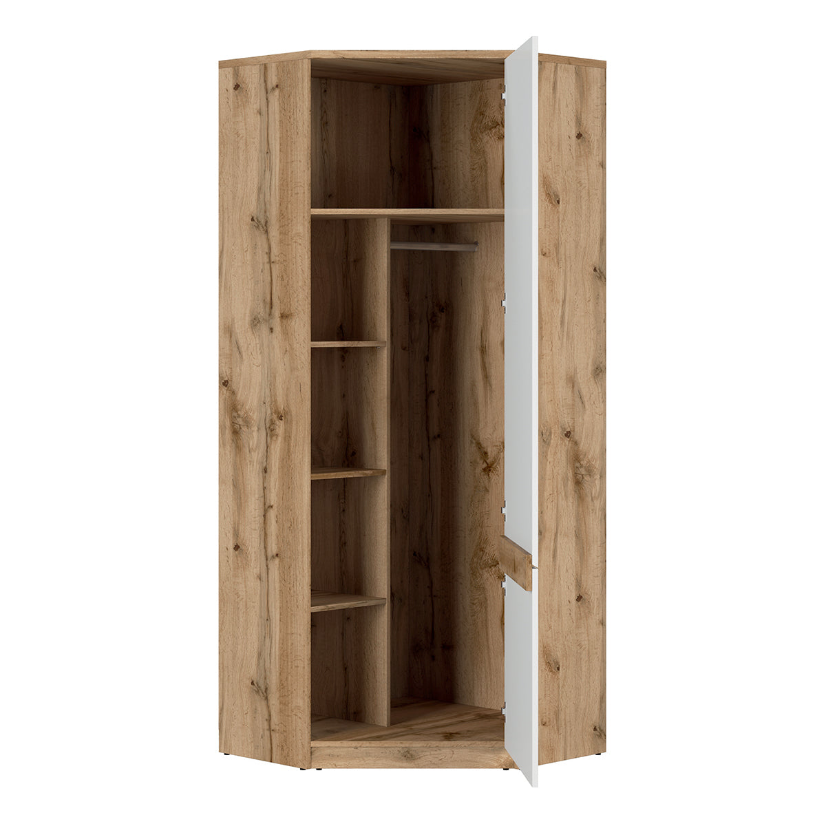 Armoire d'angle 1 porte June Blanc et Bois - vue 3