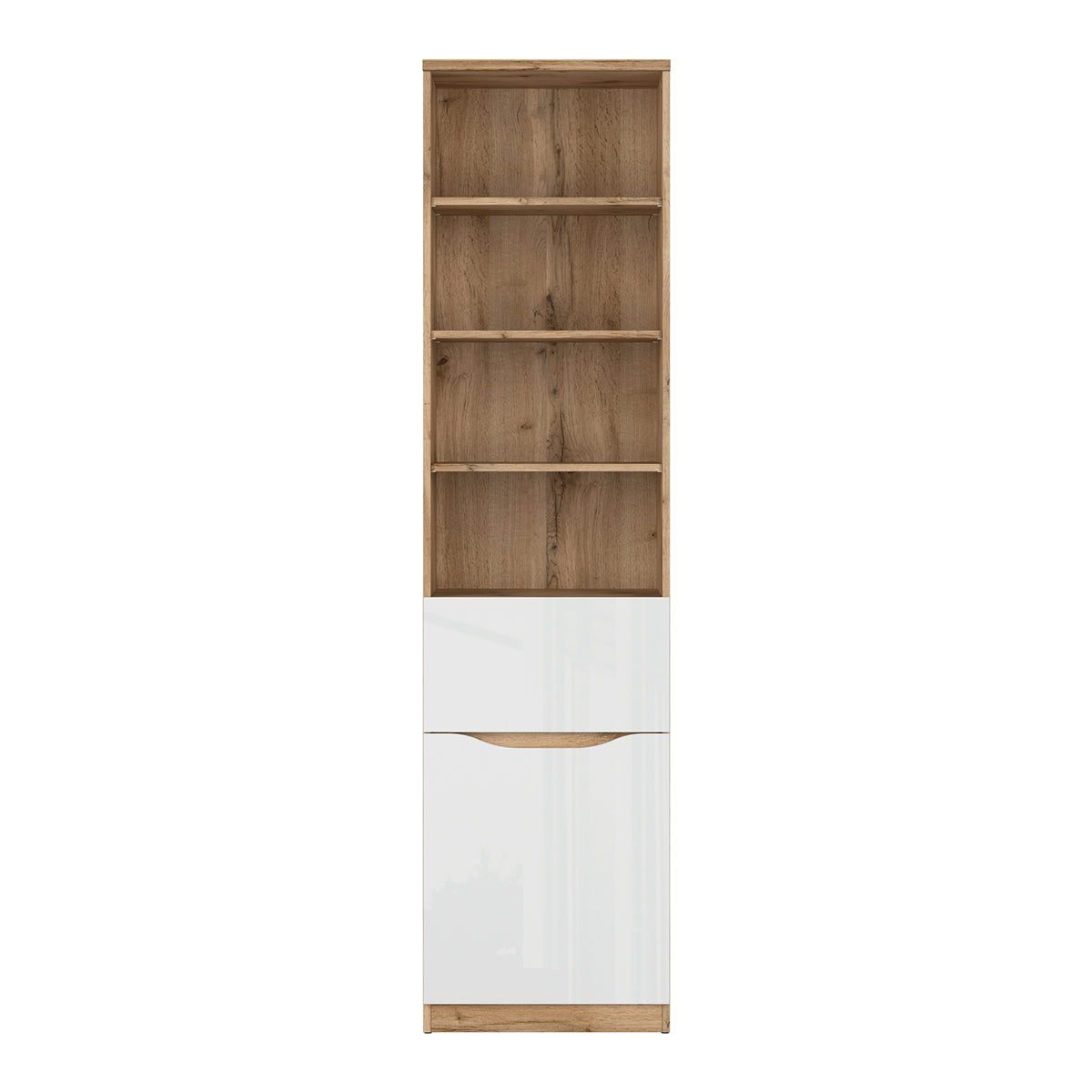 Bibliothèque 1 tiroir 1 porte June Blanc et Bois - vue 2
