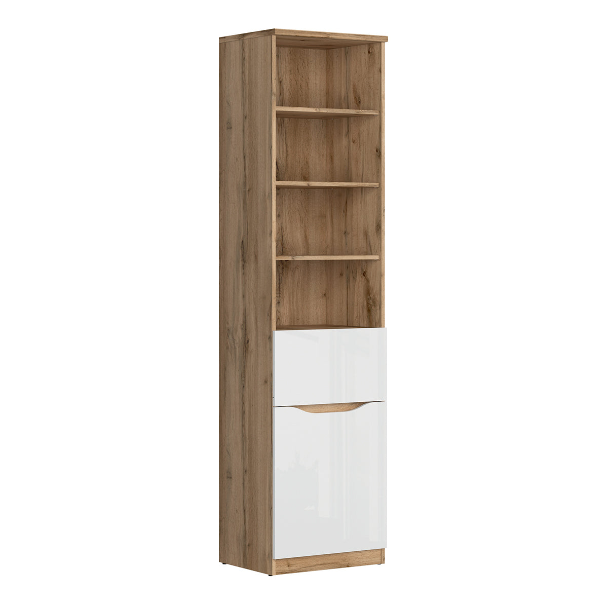 Bibliothèque 1 tiroir 1 porte June Blanc et Bois