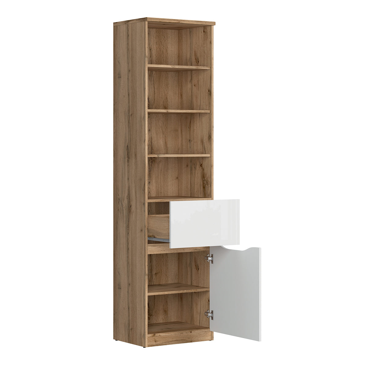 Bibliothèque 1 tiroir 1 porte June Blanc et Bois - vue 3