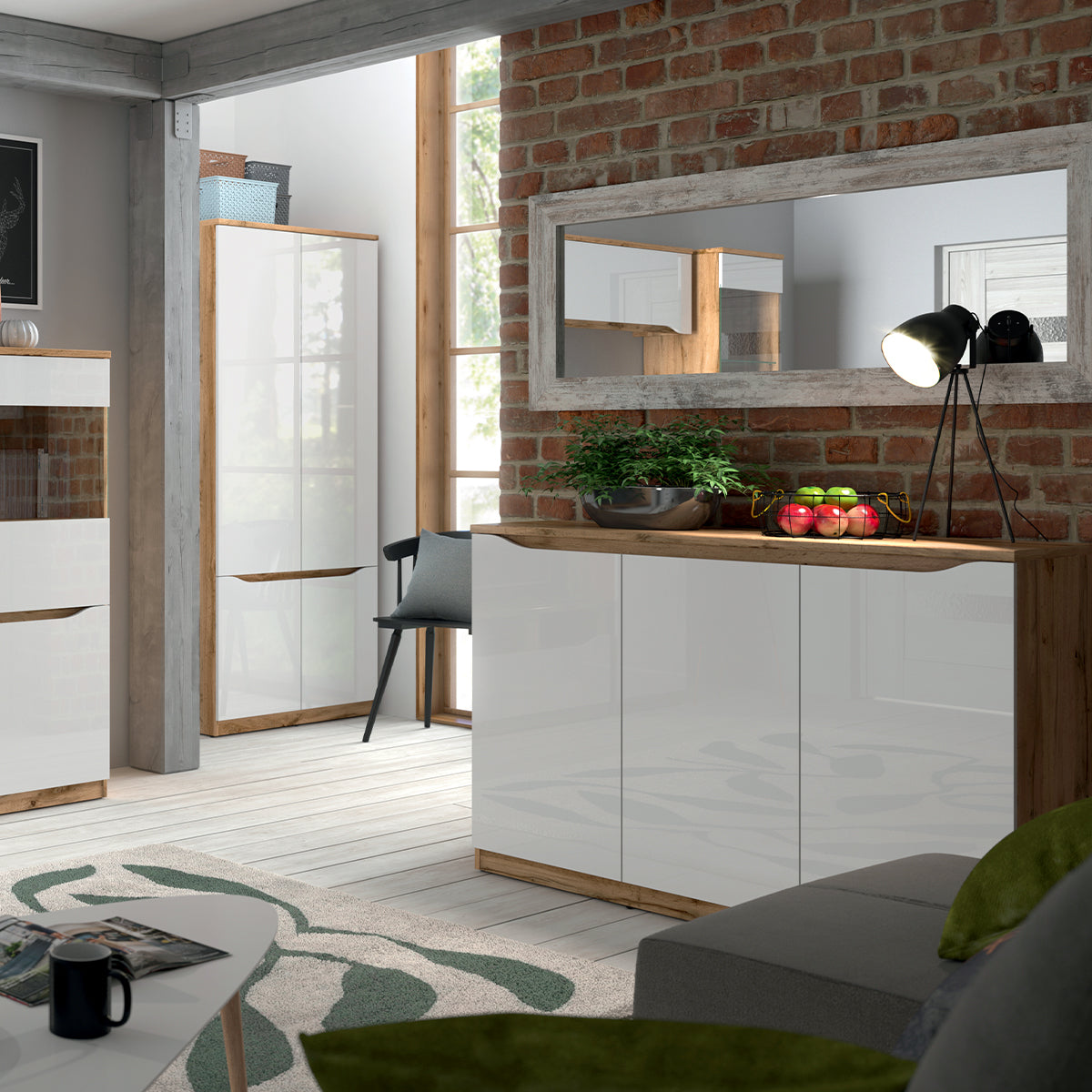 Buffet 3 portes June Blanc et Bois - vue 6