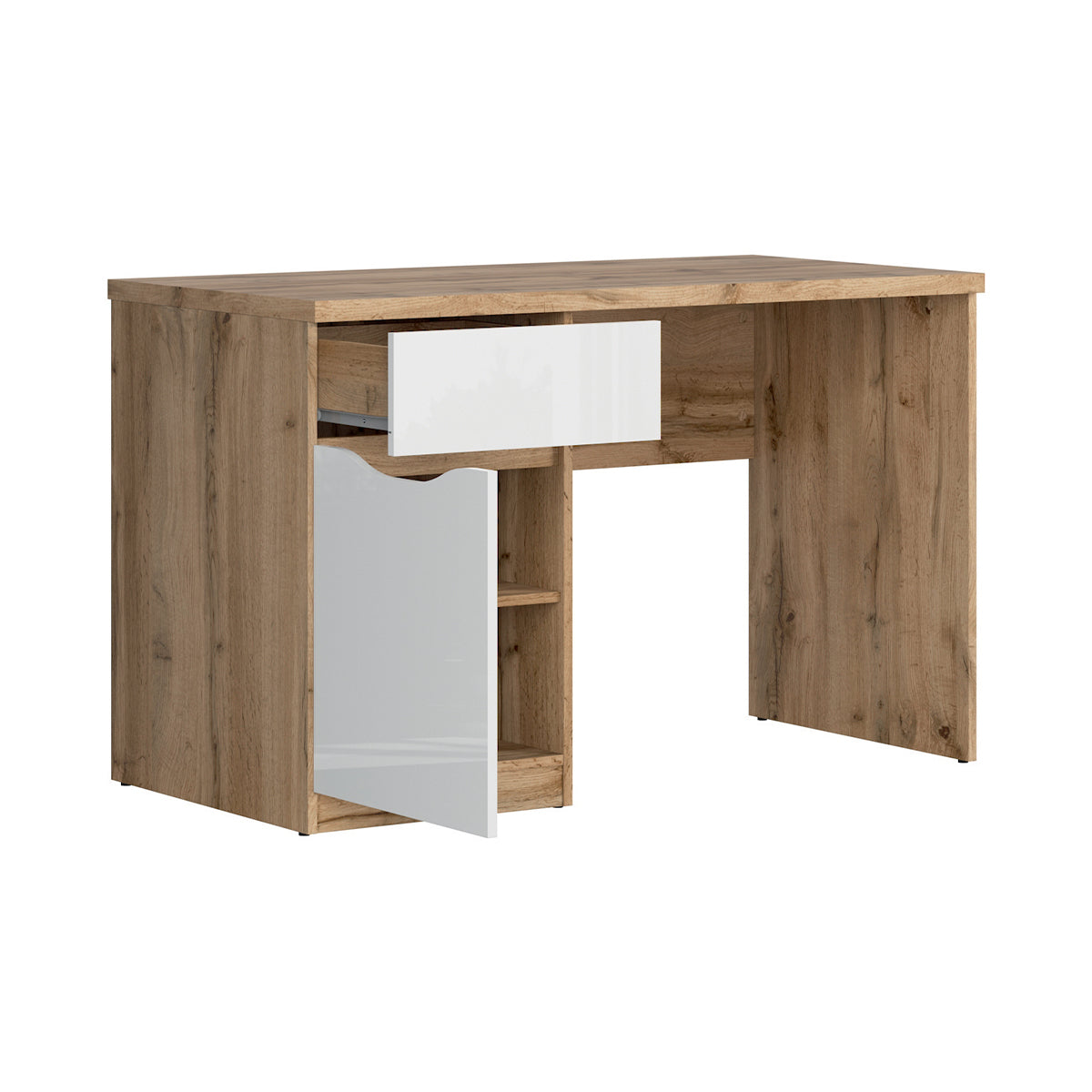 Bureau 1 tiroir 1 porte June Blanc et Bois - vue 3