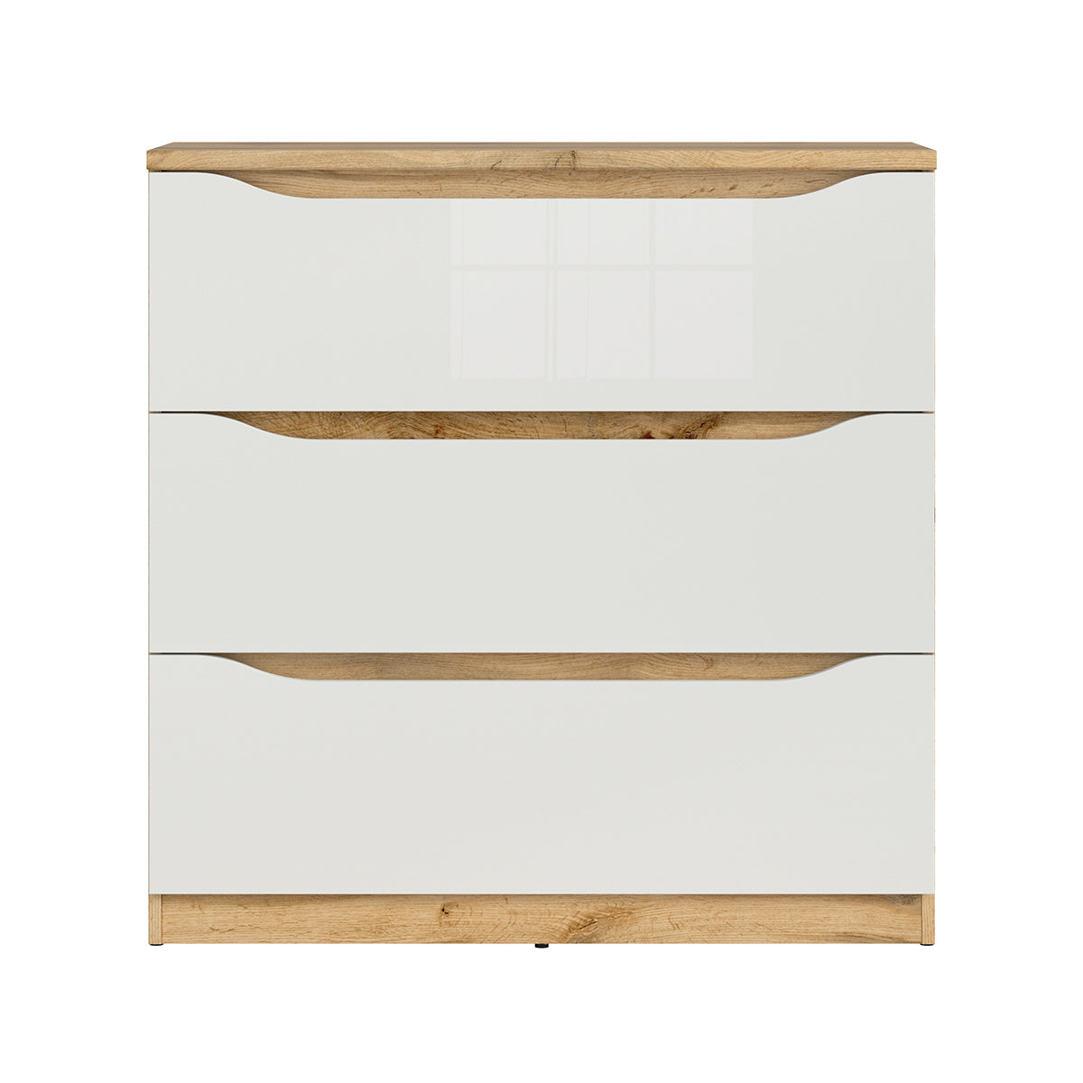 Commode 3 tiroirs June Blanc et Bois - vue 2