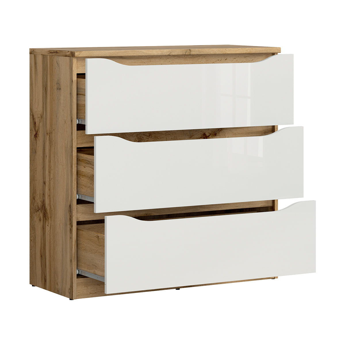 Commode 3 tiroirs June Blanc et Bois - vue 3