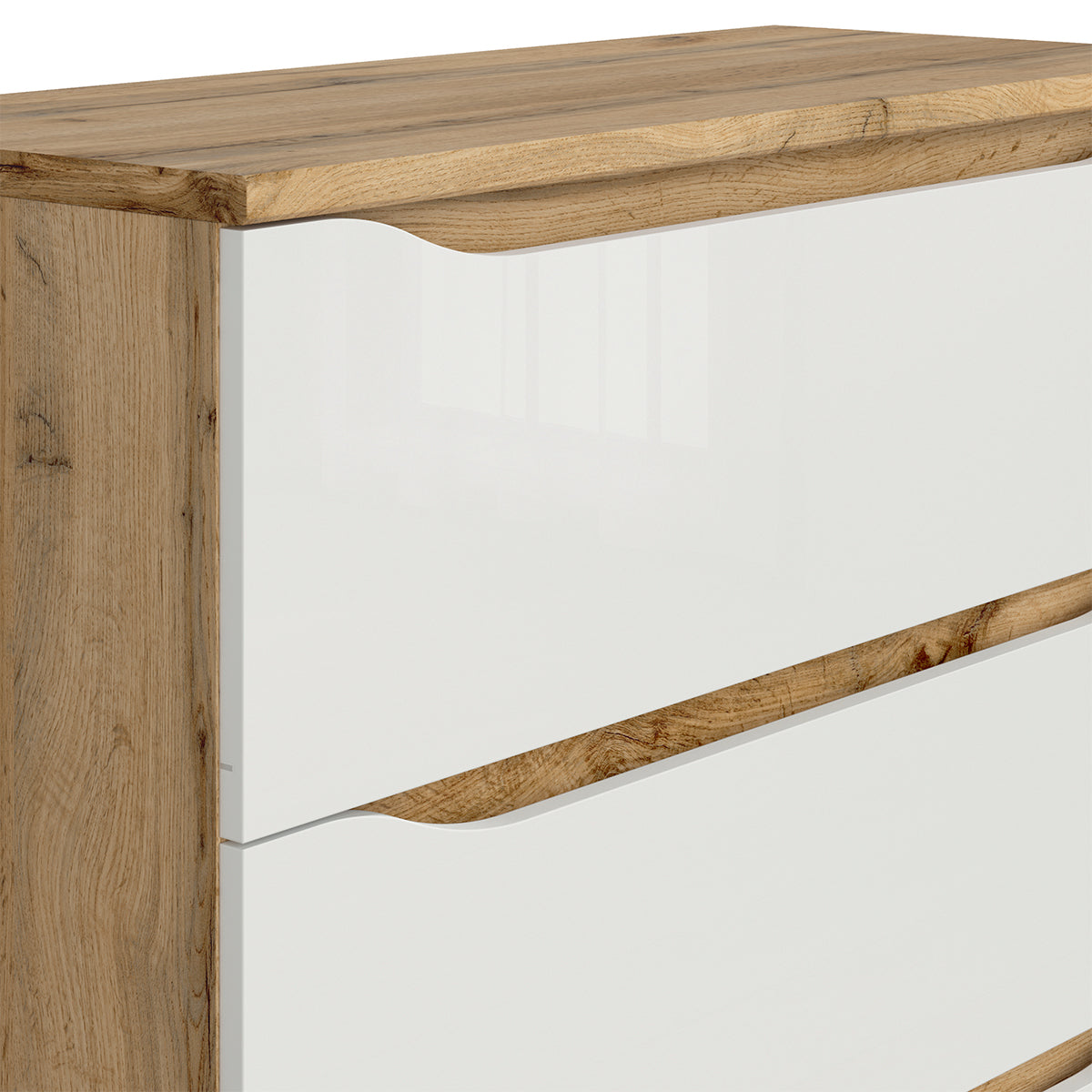 Commode 3 tiroirs June Blanc et Bois - vue 4