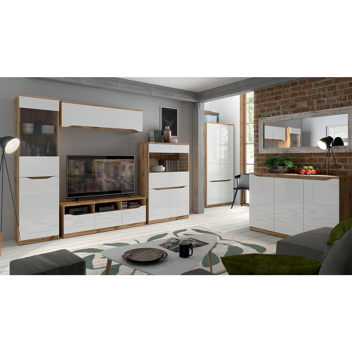 Vitrine 1 porte June Blanc et Bois - vue 6