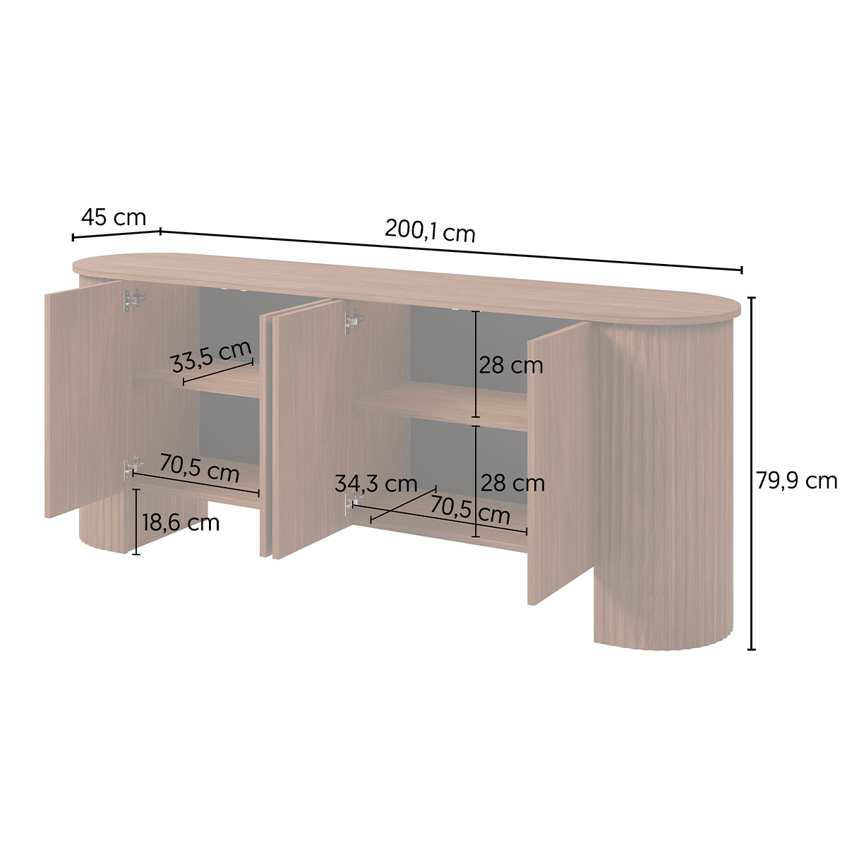 Buffet 4 portes Canopée Bois foncé - vue 9
