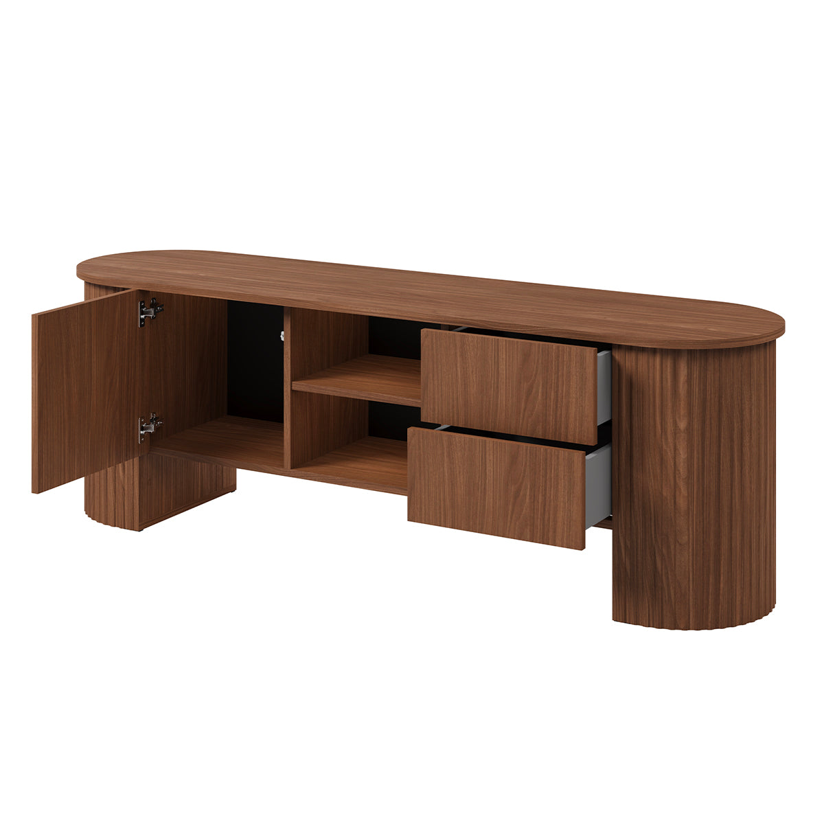 Meuble TV 1 porte 2 tiroirs 180 cm Canopée Bois foncé - vue 4