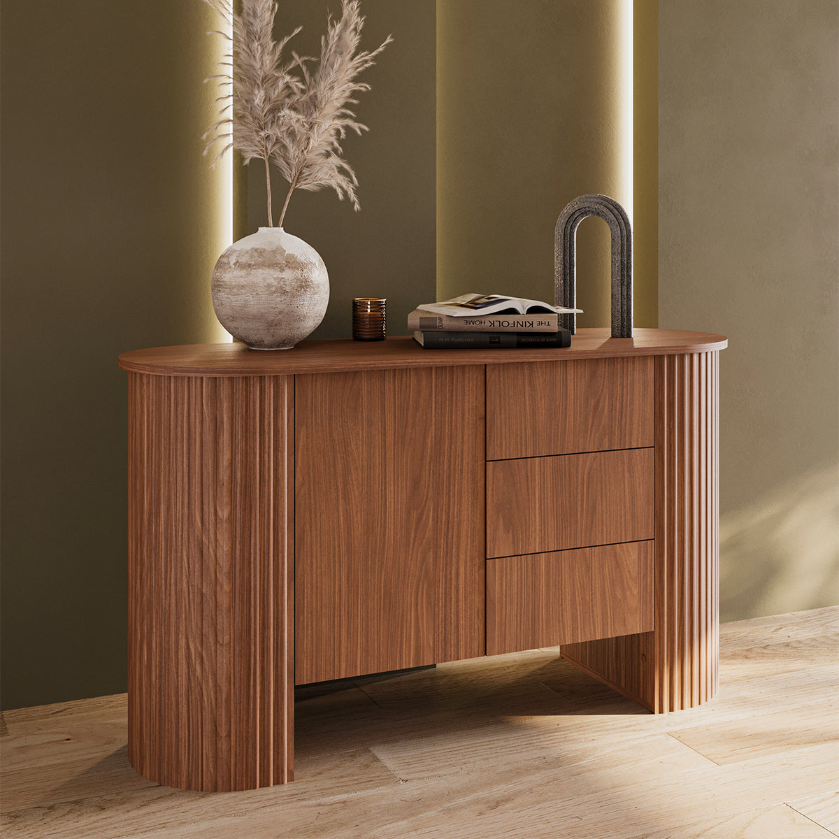 Buffet 1 porte 3 tiroirs Canopée Bois foncé - vue 2