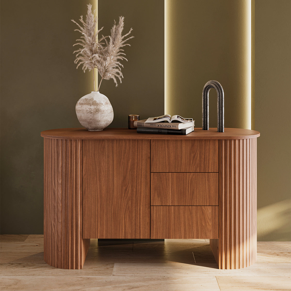 Buffet 1 porte 3 tiroirs Canopée Bois foncé - vue 3
