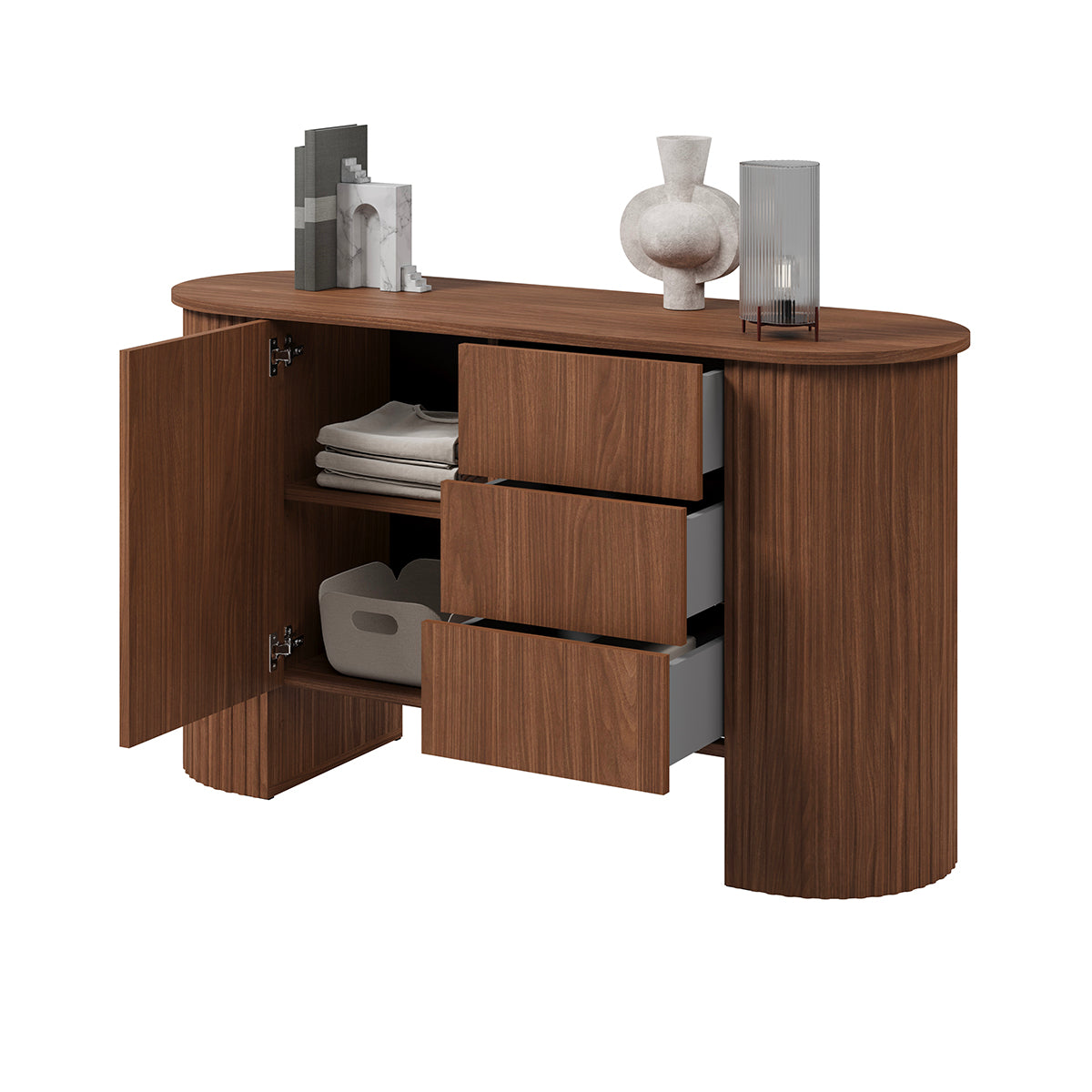 Buffet 1 porte 3 tiroirs Canopée Bois foncé - vue 5