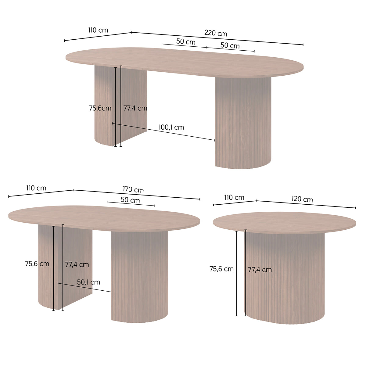 Table à manger extensible 4 à 8 places Canopée Bois foncé - vue 10