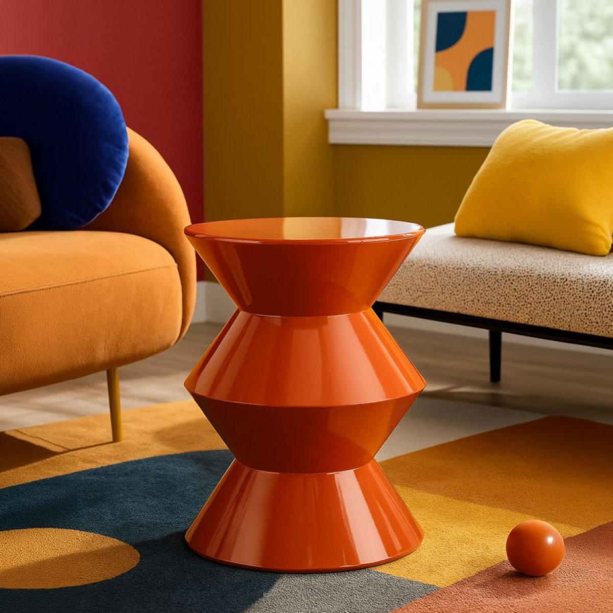 Bout de canapé 45 cm en métal Peps Orange
