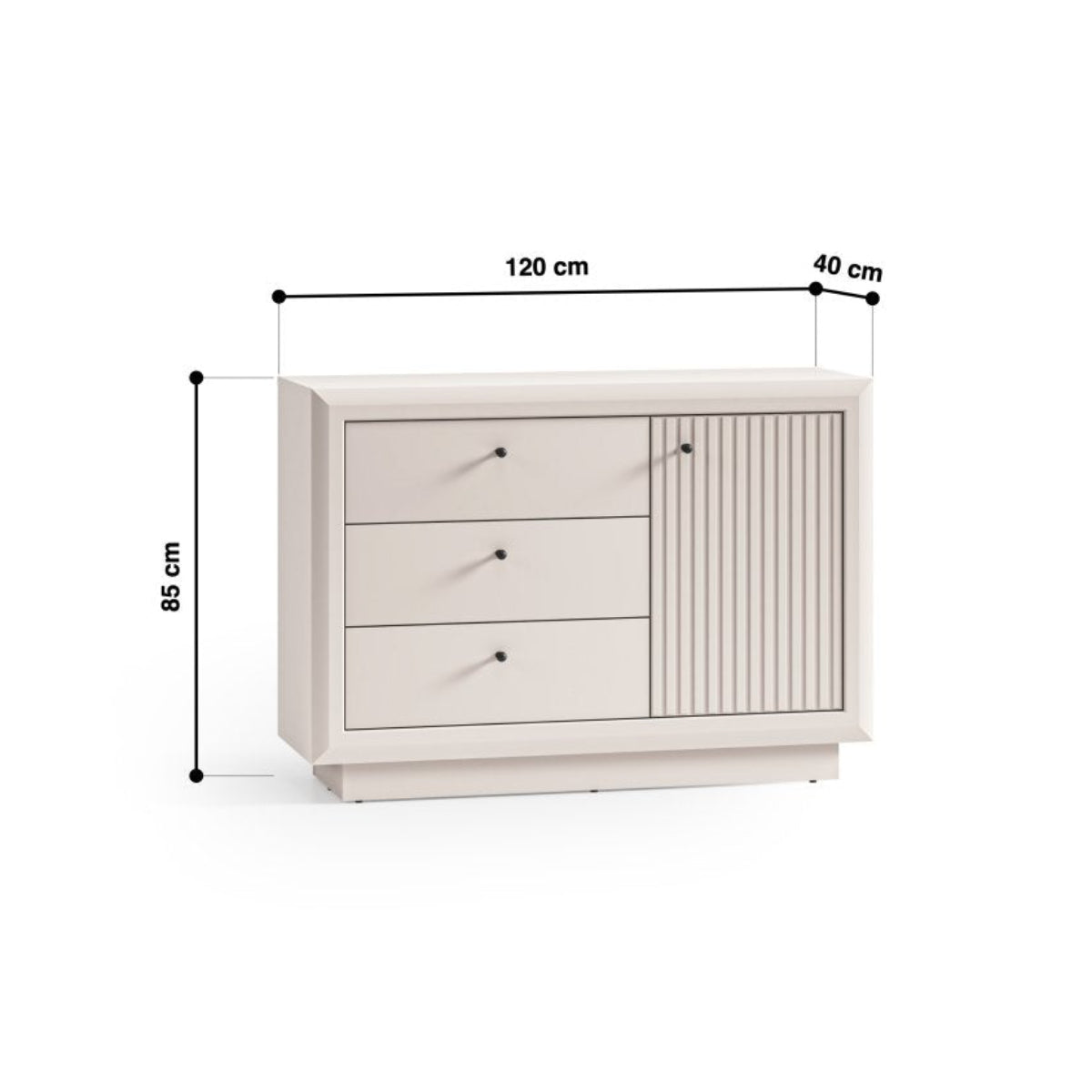 Buffet 1 porte 3 tiroirs Assia Cachemire - vue 10
