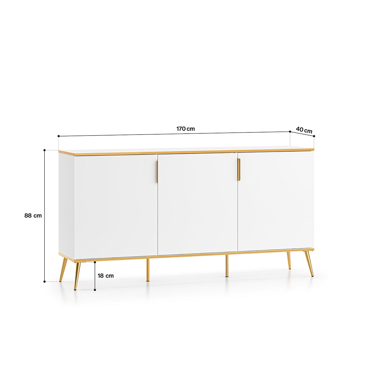 Buffet 3 portes Zora Blanc et Doré - vue 5