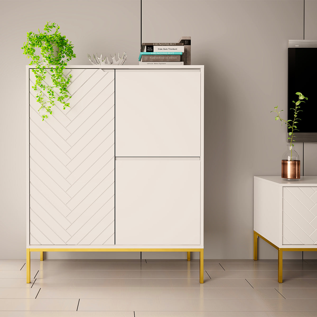 Buffet haut 3 portes Daria Blanc - vue 4