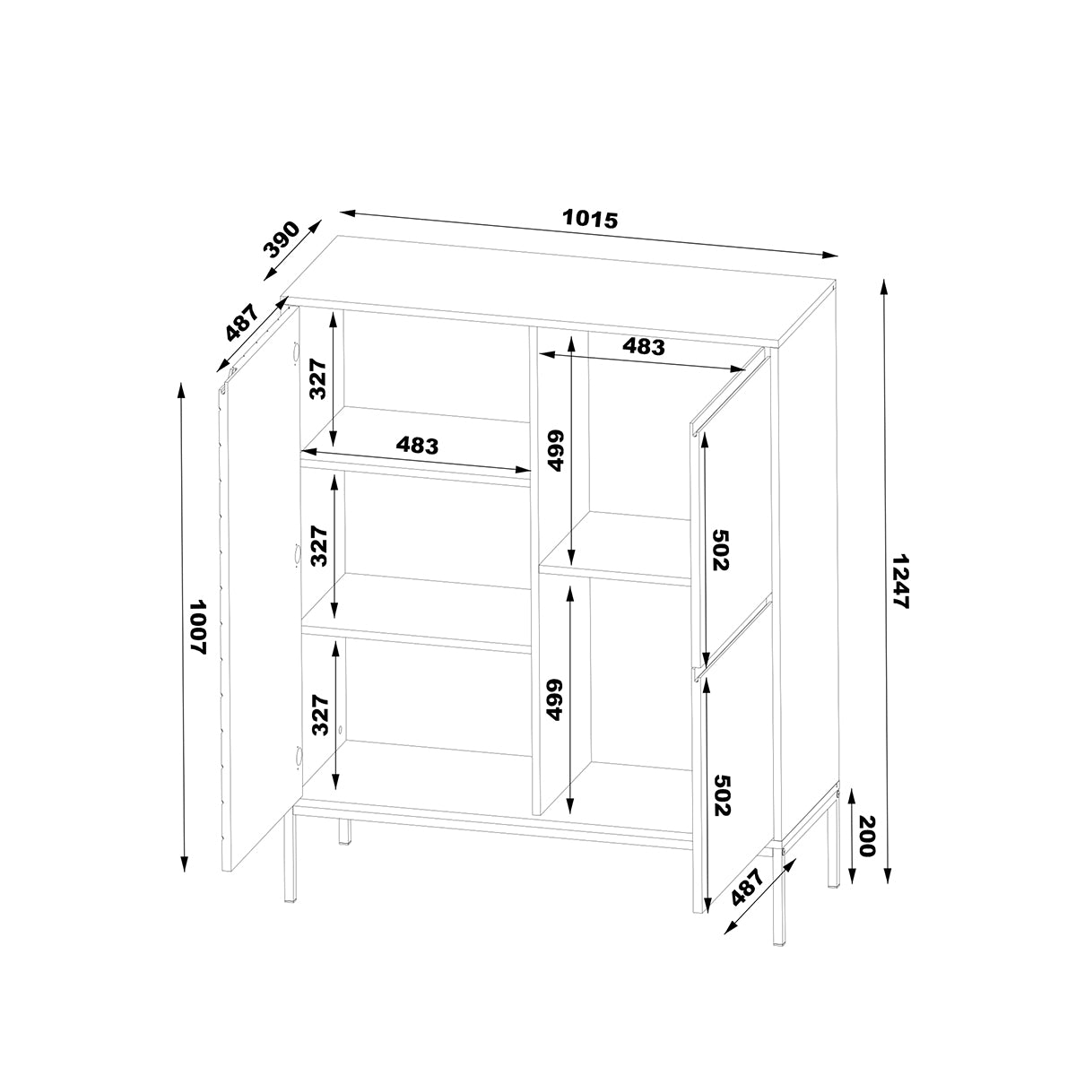Buffet haut 3 portes Daria Blanc - vue 5