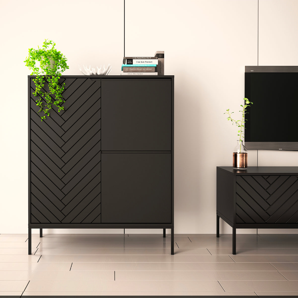 Buffet haut 3 portes Daria Noir - vue 4
