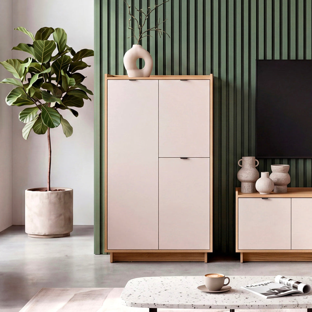 Buffet haut 3 portes Donna Cachemire et Bois - vue 4