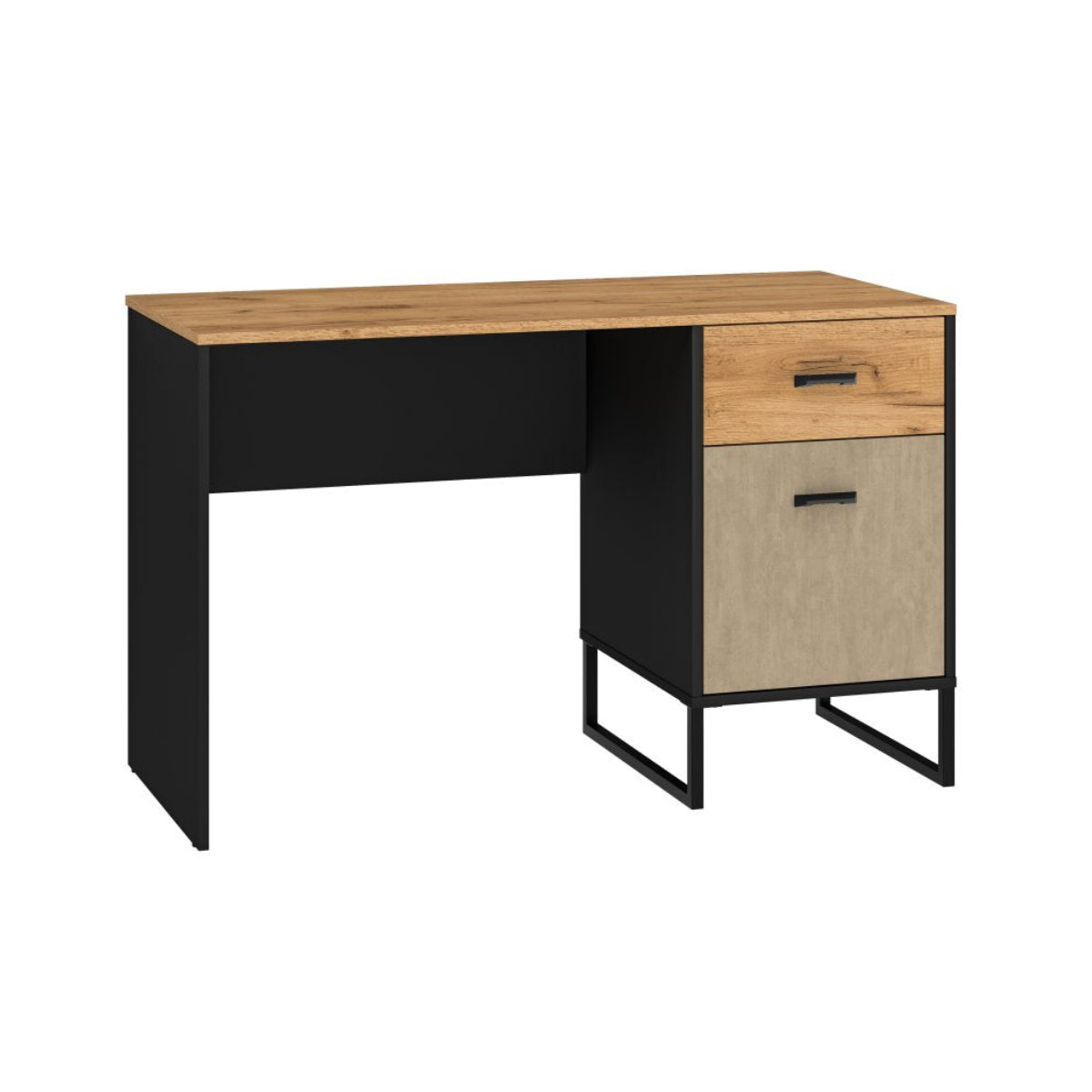 Bureau 1 porte 1 tiroir Zoran Noir et Bois