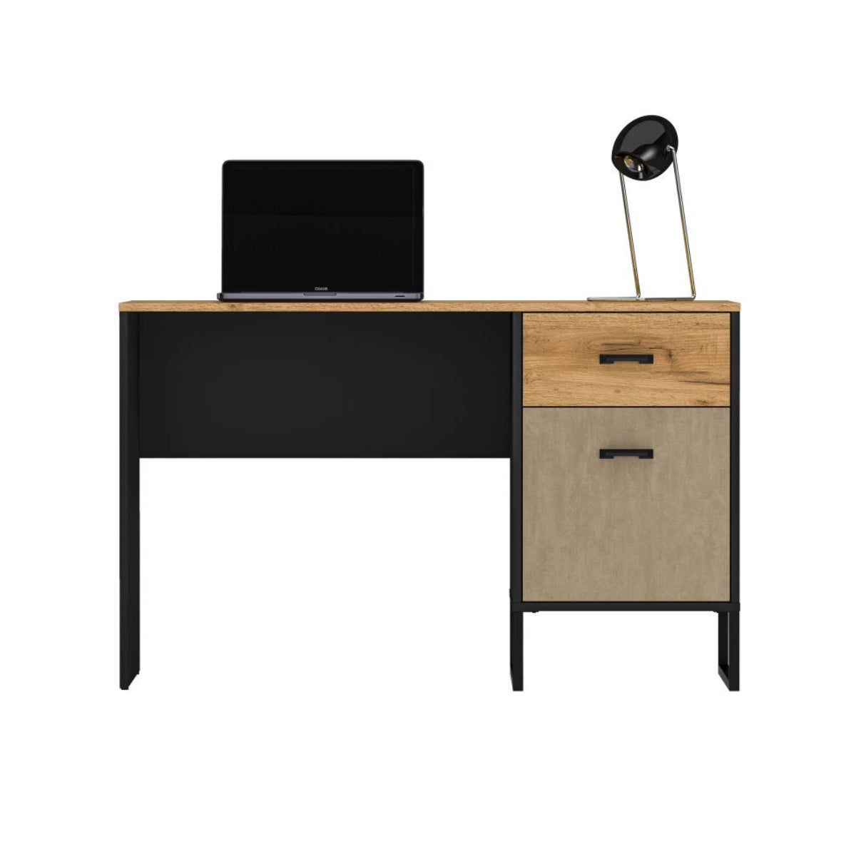 Bureau 1 porte 1 tiroir Zoran Noir et Bois - vue 8