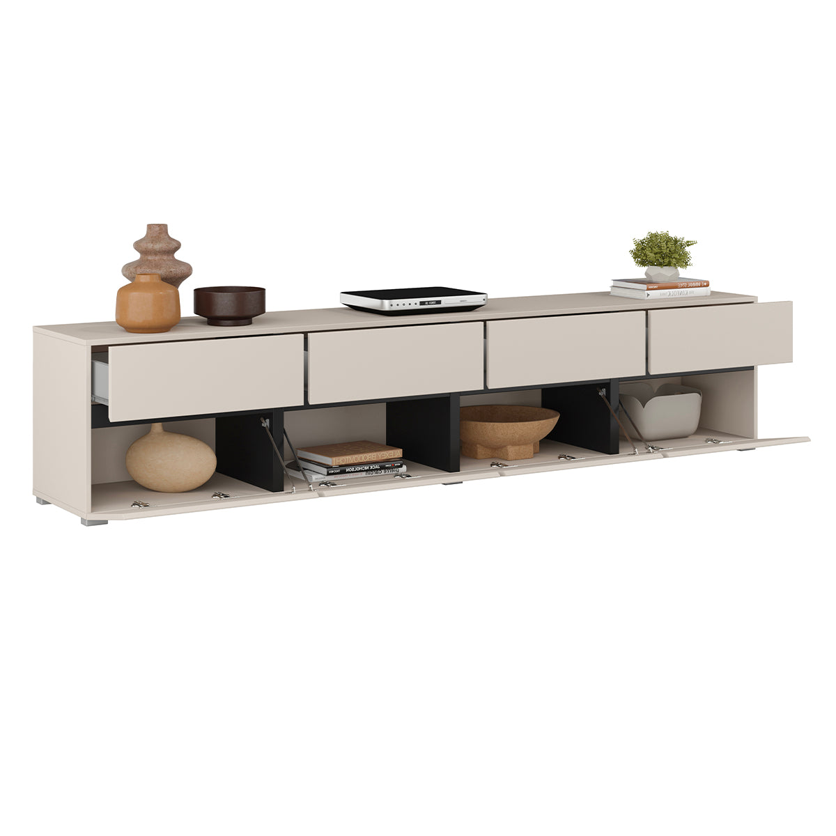 Meuble TV 4 portes 225 cm Lilia Cachemire - vue 5