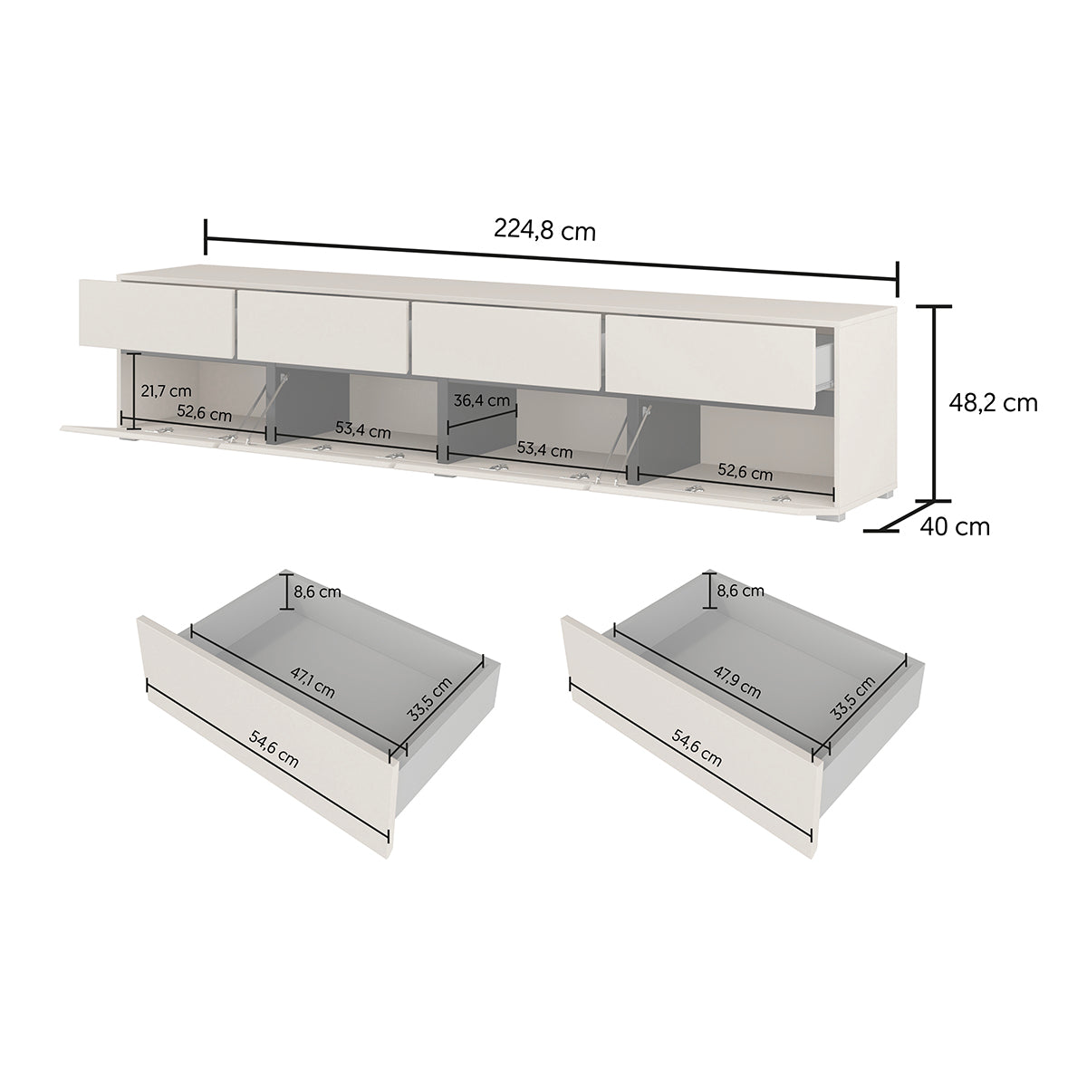 Meuble TV 4 portes 225 cm Lilia Cachemire - vue 8