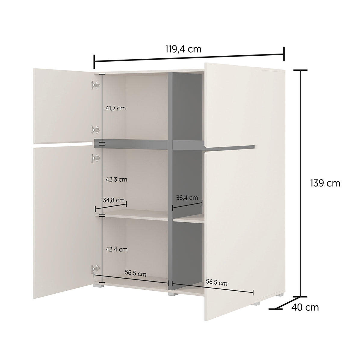 Buffet haut 4 portes Lilia Cachemire - vue 8