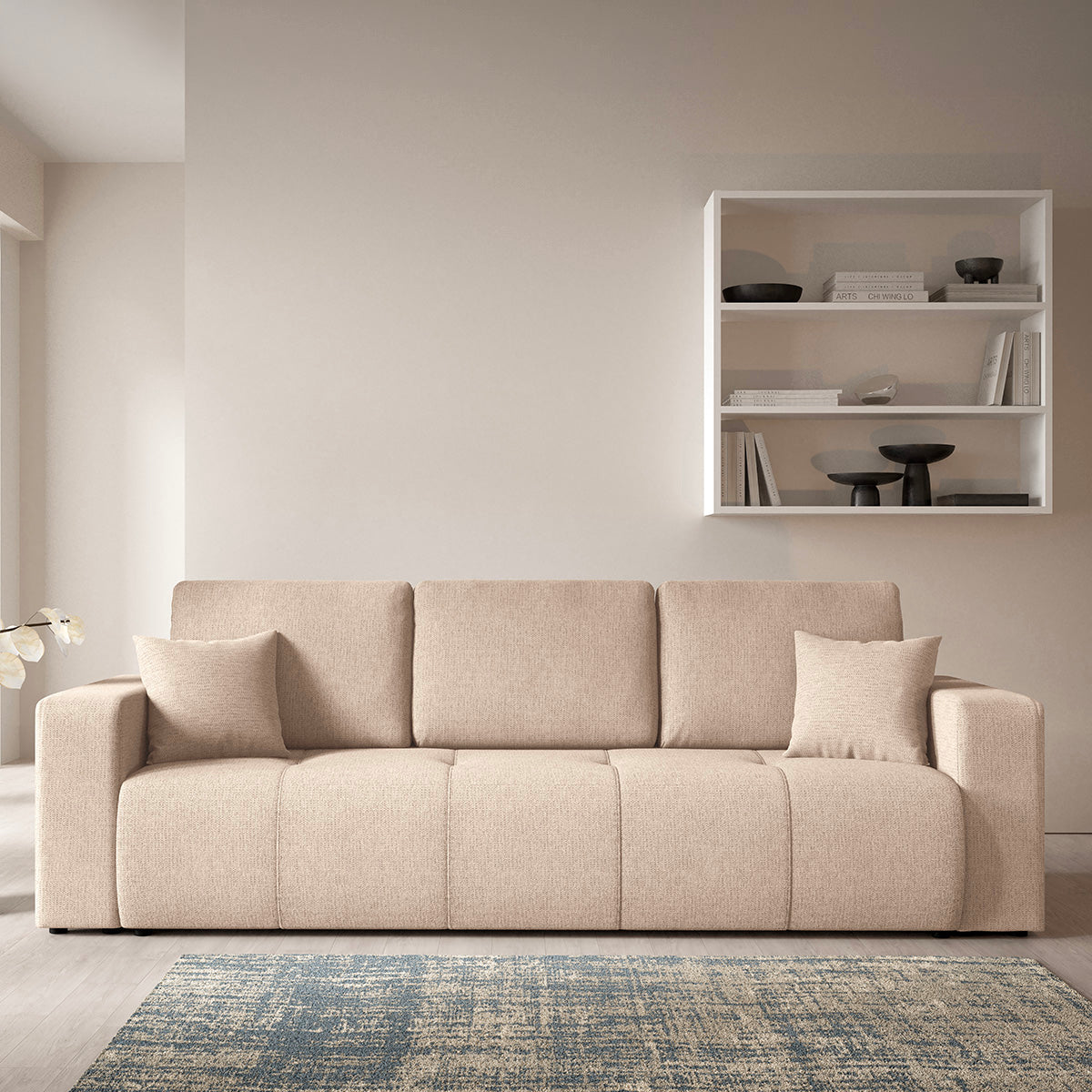 Canapé 3 places convertible avec coffre Vasco Beige