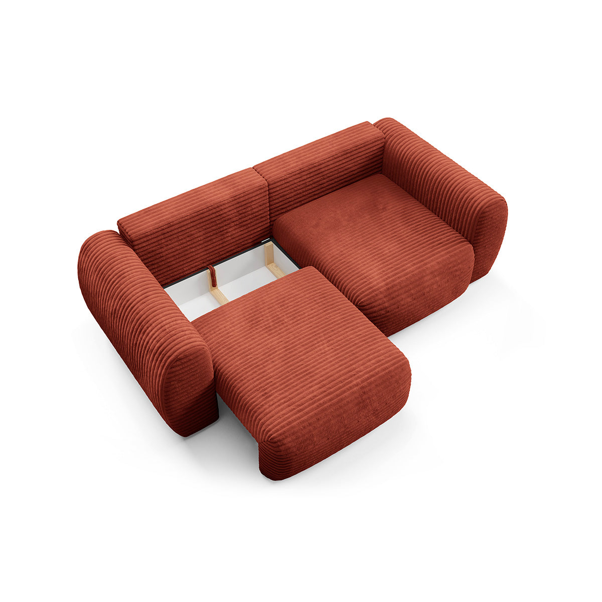 Canapé convertible 3 places avec coffre Camilla Terracotta - vue 4