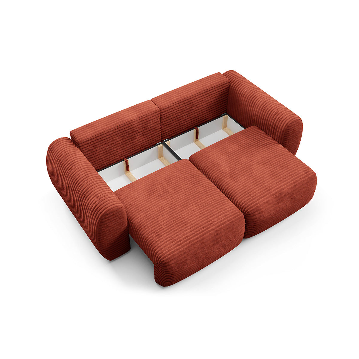 Canapé convertible 3 places avec coffre Camilla Terracotta - vue 5