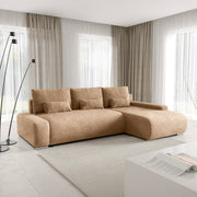 Canapé d'angle droit convertible 3 places avec coffre Ivana Beige
