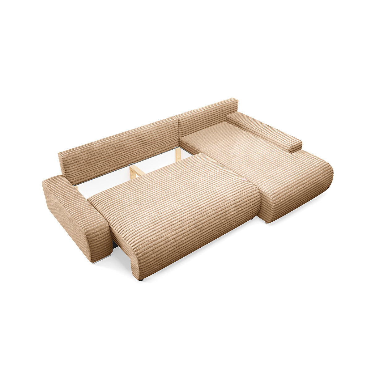 Canapé d'angle droit convertible 3 places avec coffre Ivana Beige - vue 4