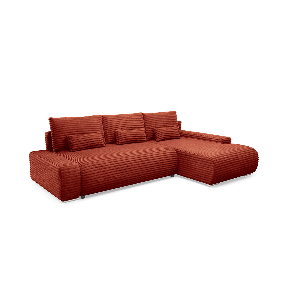 Canapé d'angle droit convertible 3 places avec coffre Ivana Terracotta - vue 2
