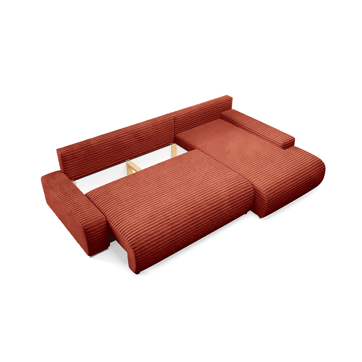 Canapé d'angle droit convertible 3 places avec coffre Ivana Terracotta - vue 4