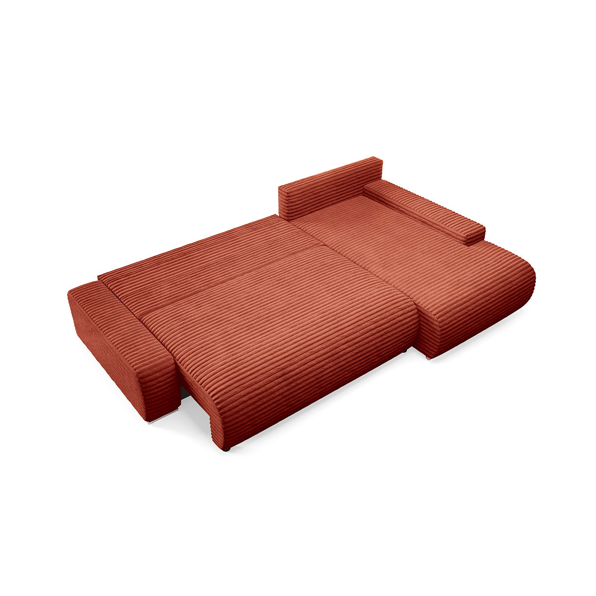 Canapé d'angle droit convertible 3 places avec coffre Ivana Terracotta - vue 5