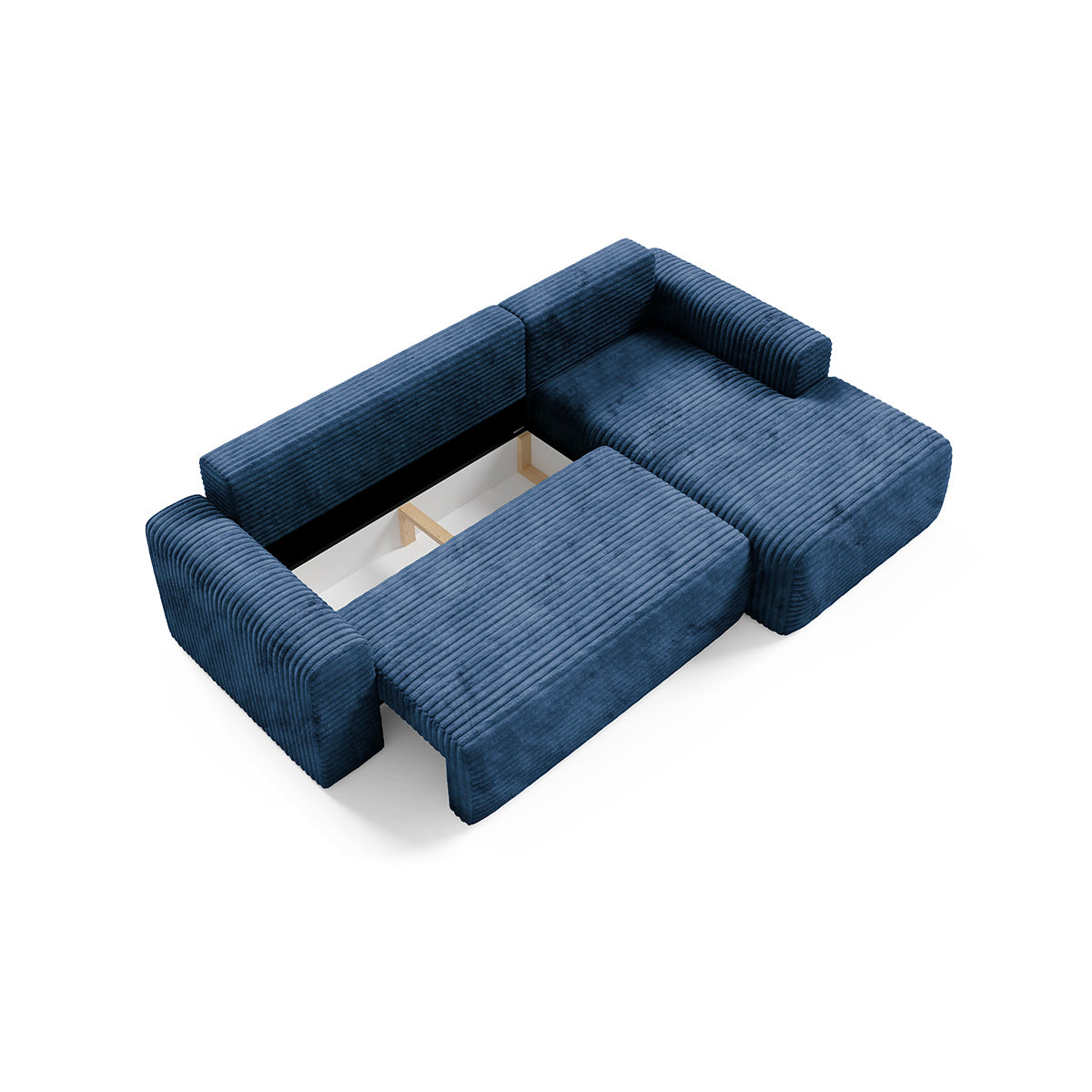 Canapé d'angle droit convertible 3 places avec coffre Romeo Bleu foncé - vue 6