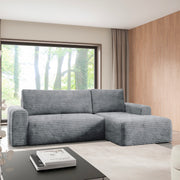 Canapé d'angle droit convertible 3 places avec coffre Romeo Gris foncé