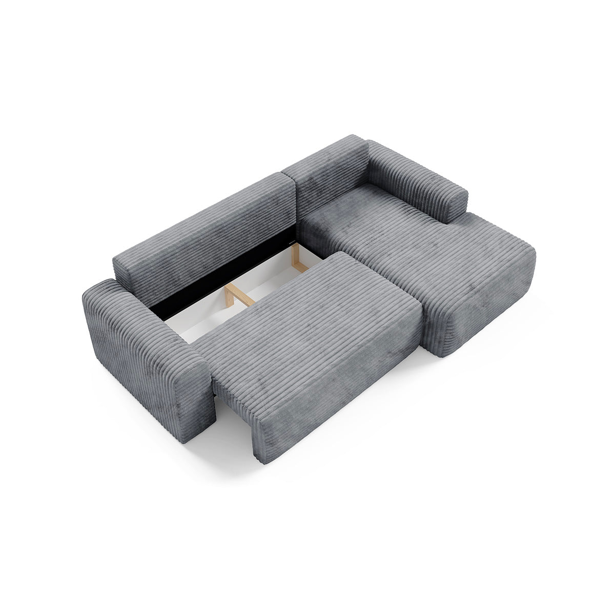Canapé d'angle droit convertible 3 places avec coffre Romeo Gris foncé - vue 6