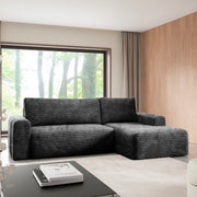 Canapé d'angle droit convertible 3 places avec coffre Romeo Noir