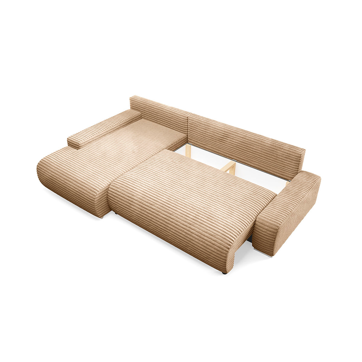 Canapé d'angle gauche convertible 3 places avec coffre Ivana Beige - vue 4