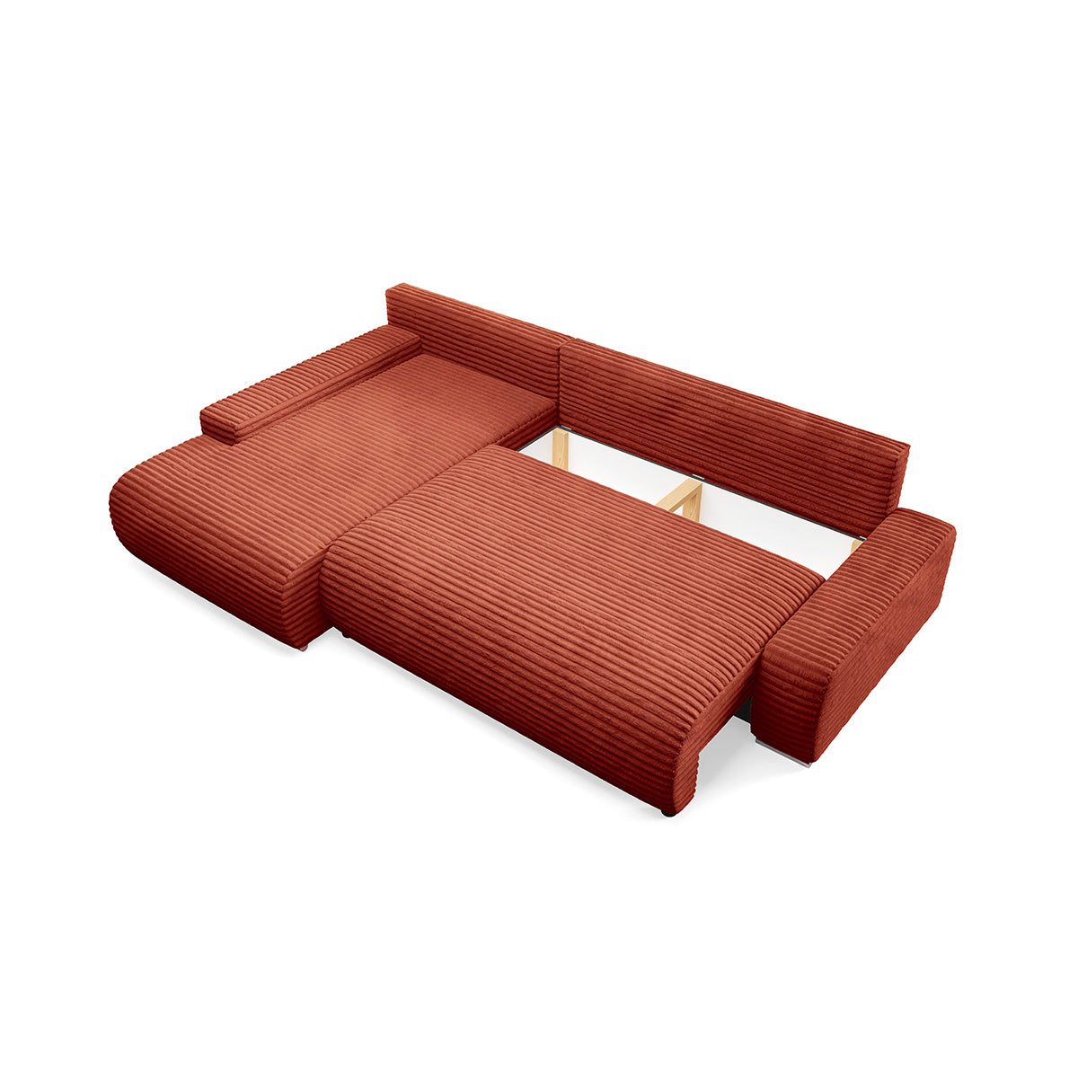 Canapé d'angle gauche convertible 3 places avec coffre Ivana Terracotta - vue 4
