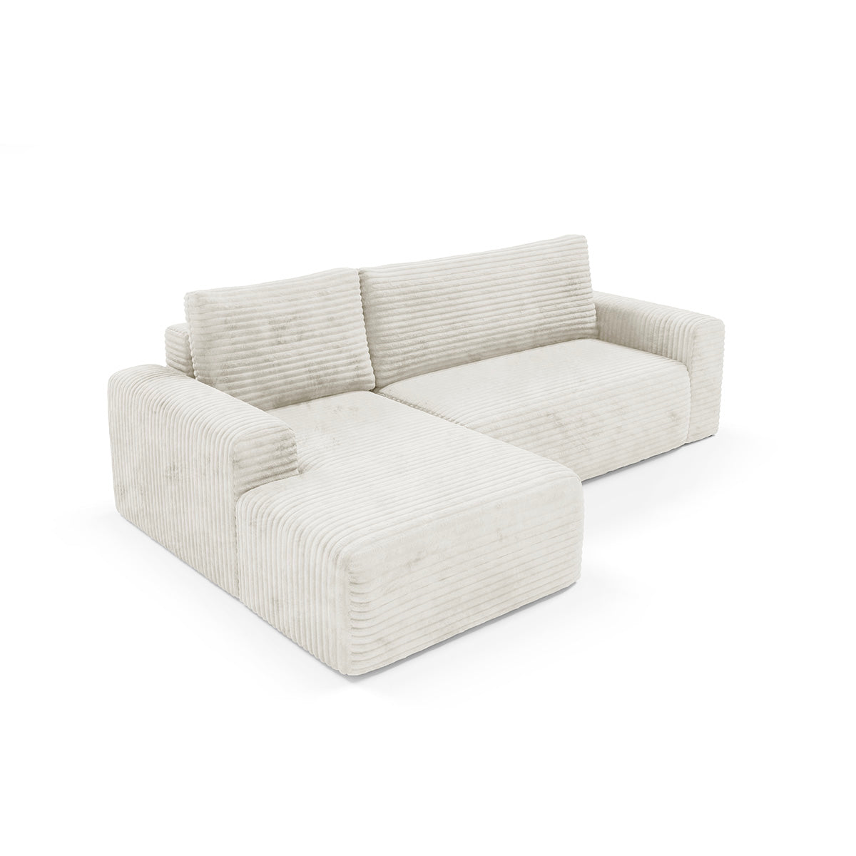 Canapé d'angle gauche convertible 3 places avec coffre Romeo Blanc cassé - vue 4