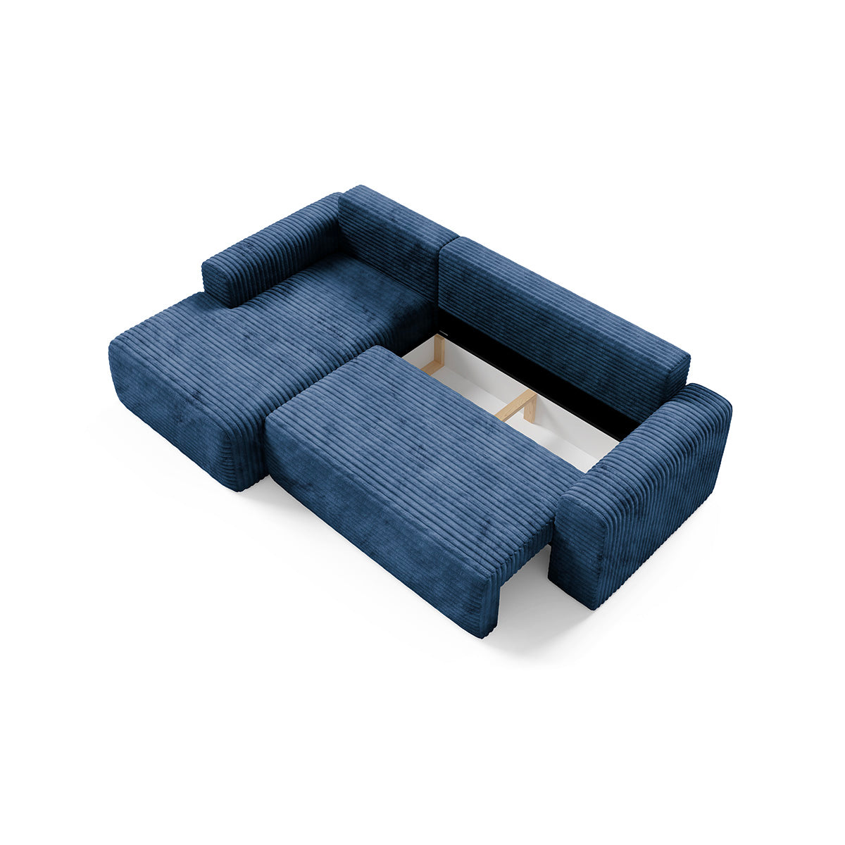 Canapé d'angle gauche convertible 3 places avec coffre Romeo Bleu foncé - vue 6