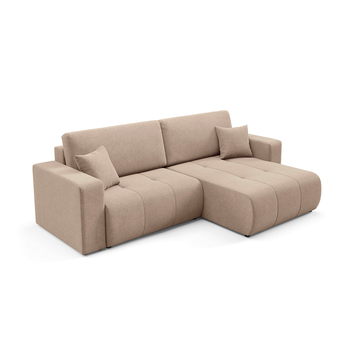 Canapé d'angle réversible convertible 3 places avec coffre Giulia Beige - vue 2