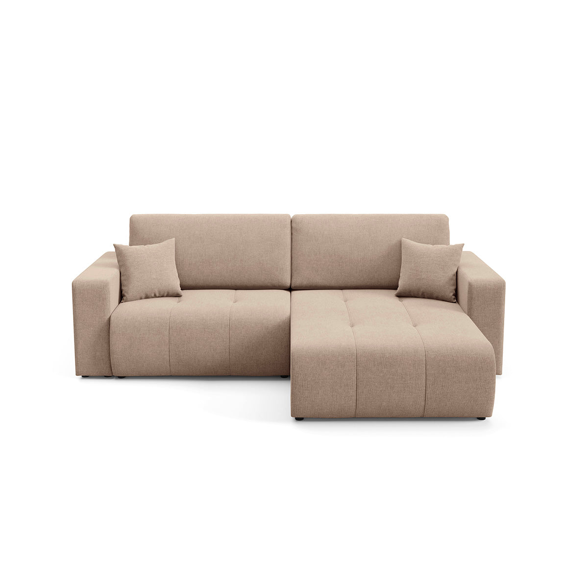 Canapé d'angle réversible convertible 3 places avec coffre Giulia Beige - vue 3