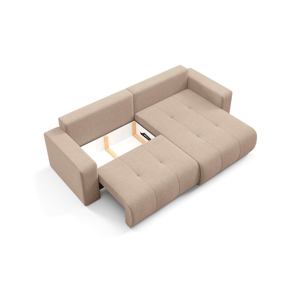 Canapé d'angle réversible convertible 3 places avec coffre Giulia Beige - vue 6