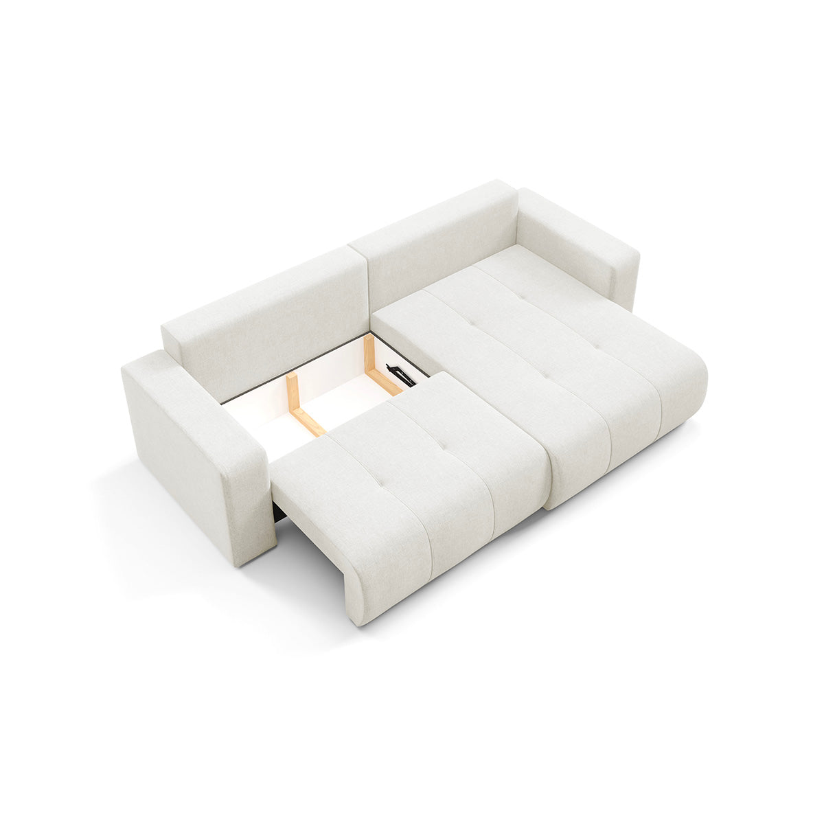 Canapé d'angle réversible convertible 3 places avec coffre Giulia Blanc cassé - vue 6