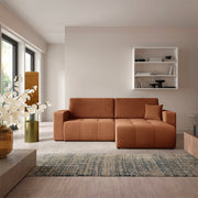 Canapé d'angle réversible convertible 3 places avec coffre Giulia Terracotta