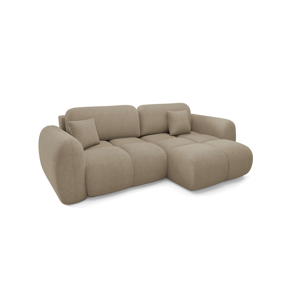 Canapé d'angle réversible convertible 3 places avec coffre Livio Beige - vue 2